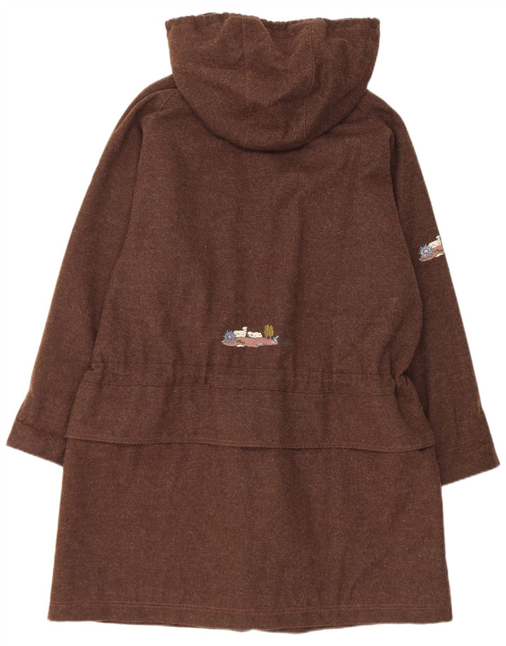 Jaqueta Parka Feminina Vintage Oversized com Capuz Gráfico Reino Unido 10 Pequena Lã Marrom