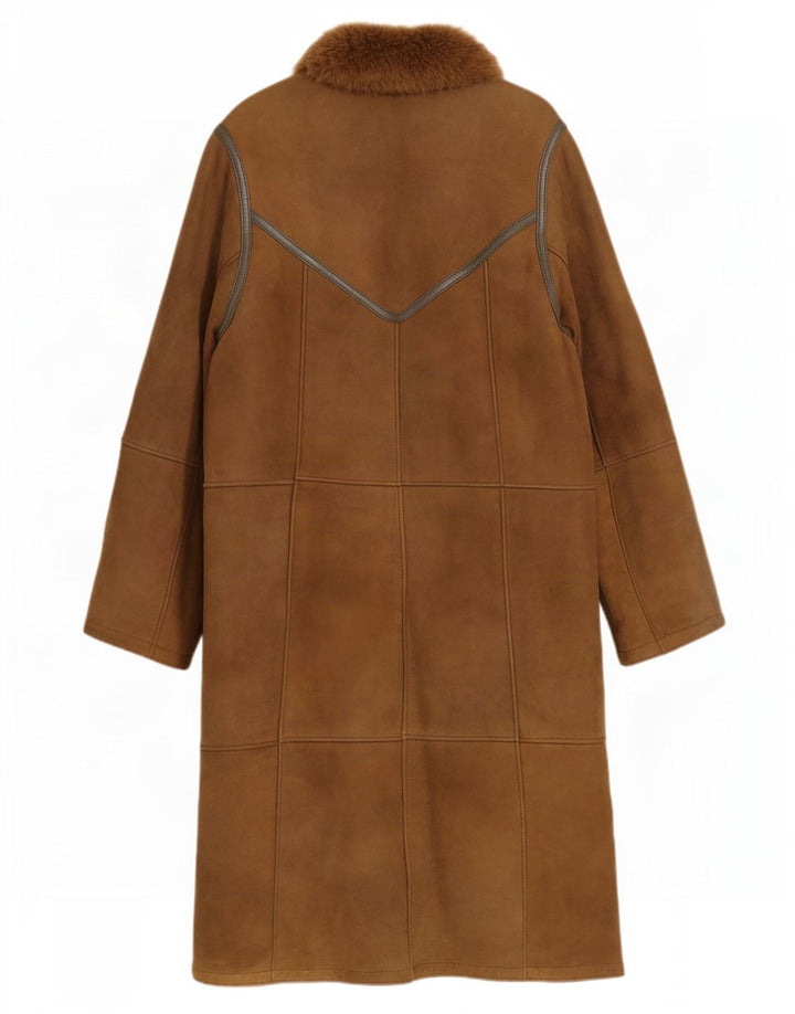 Casaco feminino vintage de shearling IT 44 marrom médio