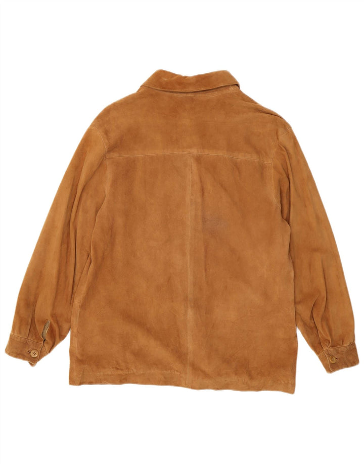 Jaqueta feminina vintage de camurça IT 46 grande bege