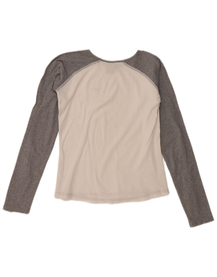 Top feminino Nike de manga comprida UK 10/12 médio branco colorblock