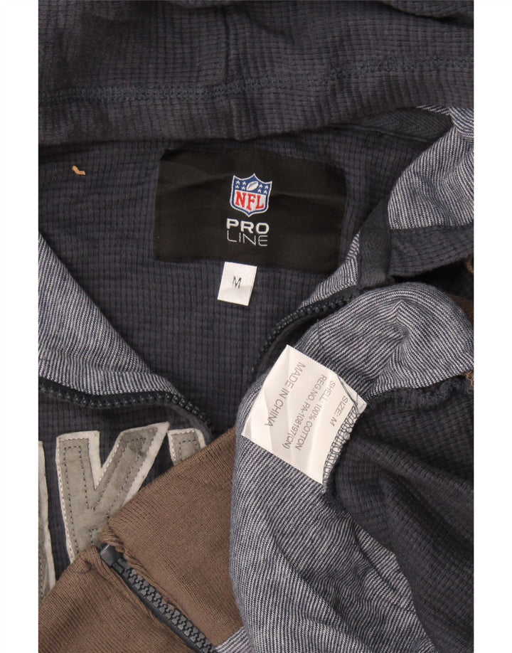 Suéter masculino NFL Vikings com capuz e zíper gráfico bloco colorido azul marinho médio