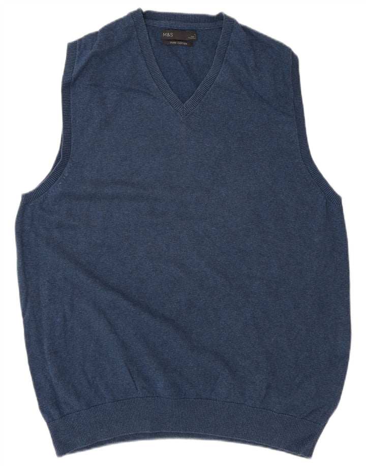 Regata masculina Marks & Spencer com colete grande de algodão azul marinho