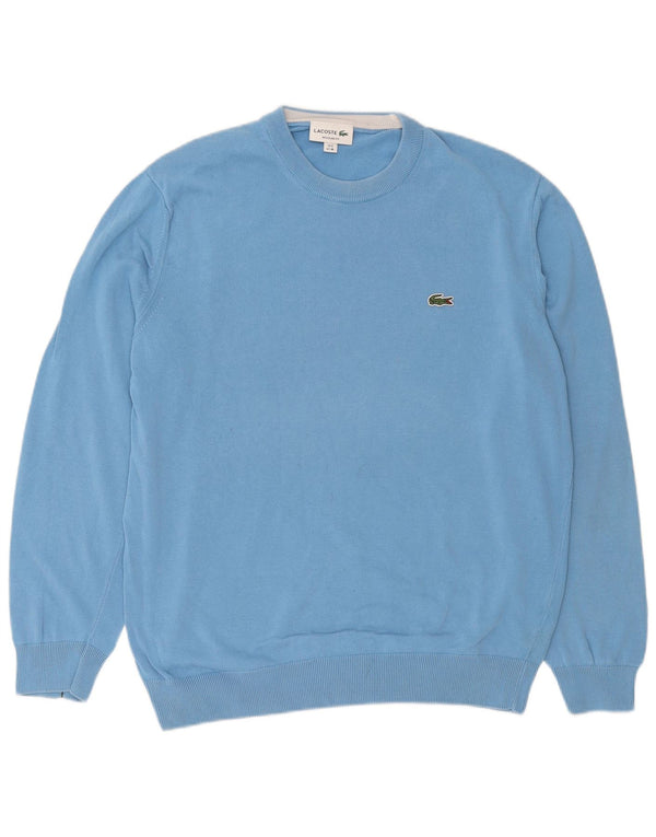 Suéter masculino Lacoste Regular Fit com gola redonda tamanho 6 XL algodão azul