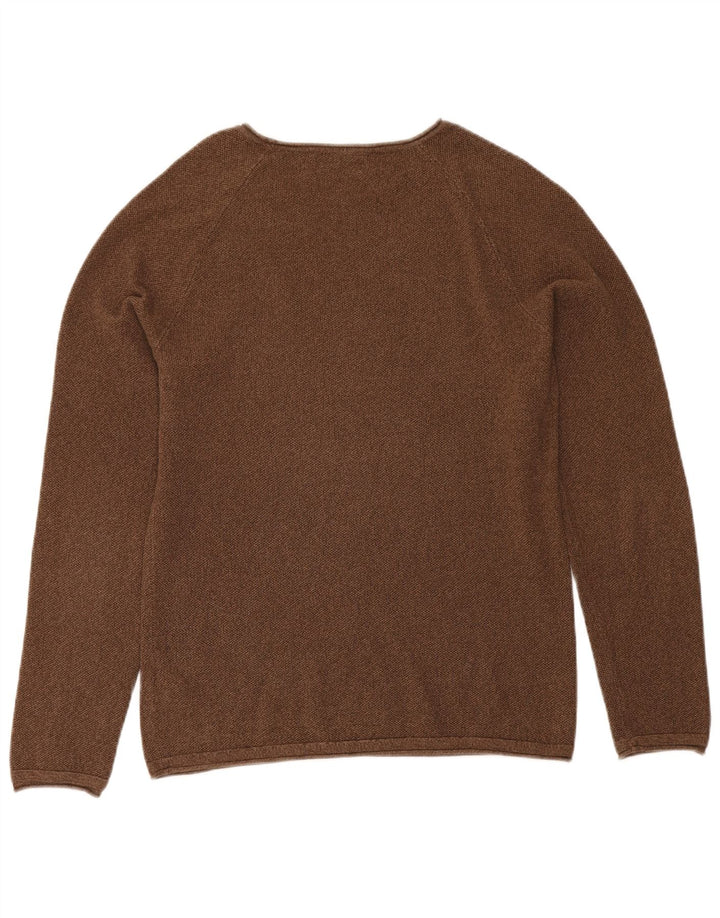 Suéter masculino Jack & Jones com gola canoa de algodão marrom médio