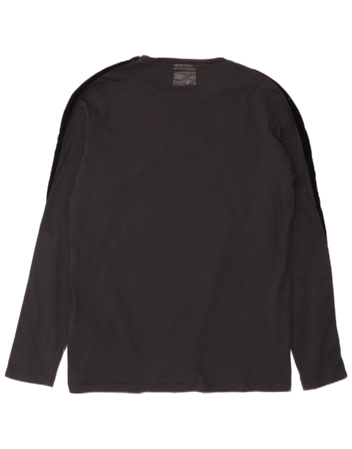 Top masculino Replay manga comprida grande algodão colorblock preto