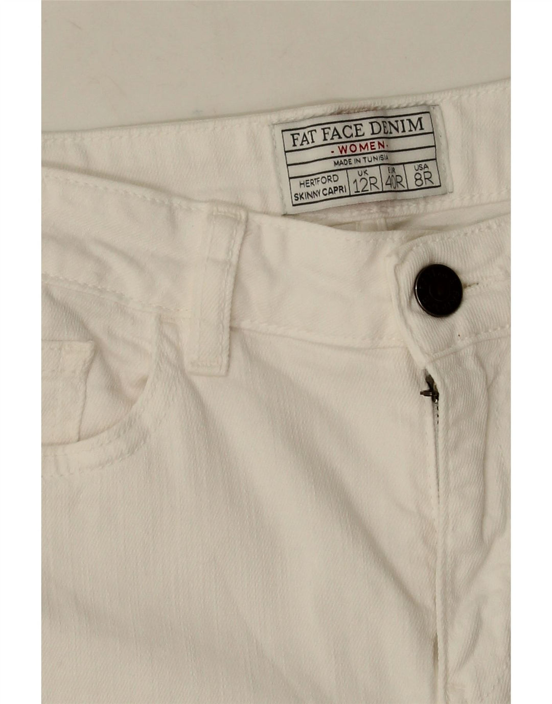 Fat Face Womens Capri Jeans UK 12 Médio W28 L20 Algodão Branco