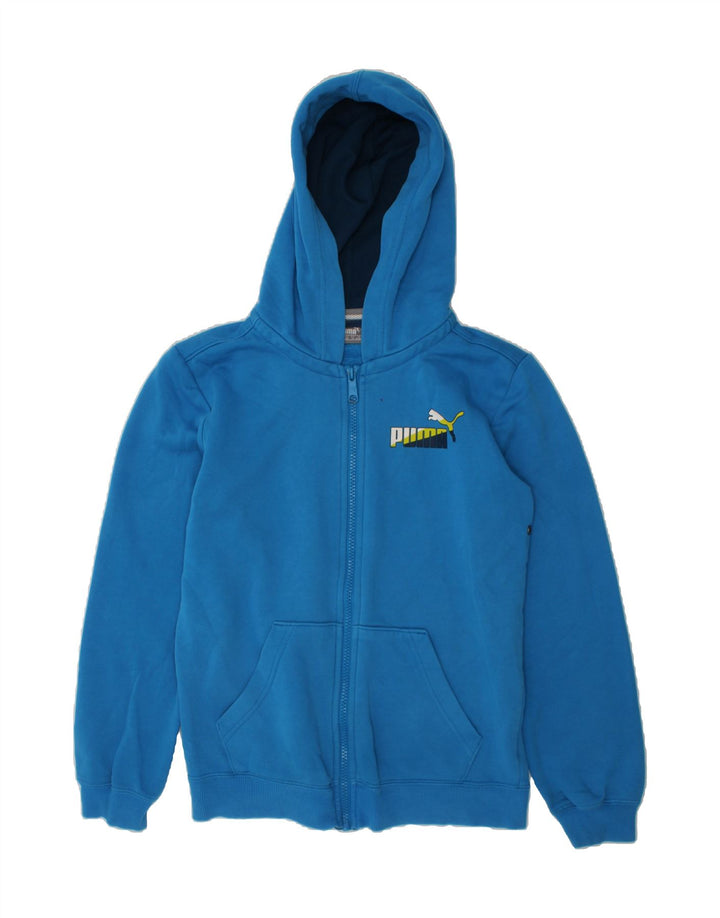 PUMA Boys Graphic Zip Hoodie Sweater 11-12 Years Large  Blue Cotton Vintage Puma and Second-Hand Puma from Messina Hembry 