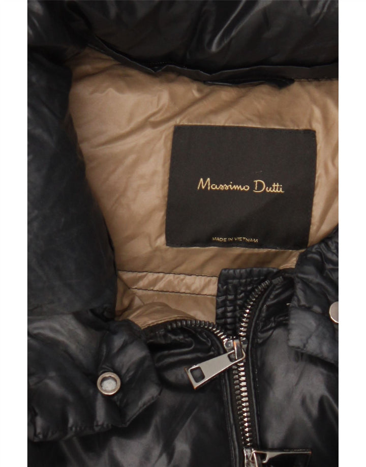 Jaqueta feminina acolchoada grande Massimo Dutti Reino Unido 10 pequena preta nylon