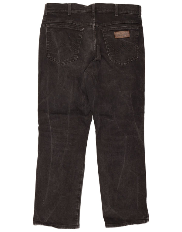 Wrangler Masculino Texas Stretch Straight Jeans W36 L30 Algodão Preto