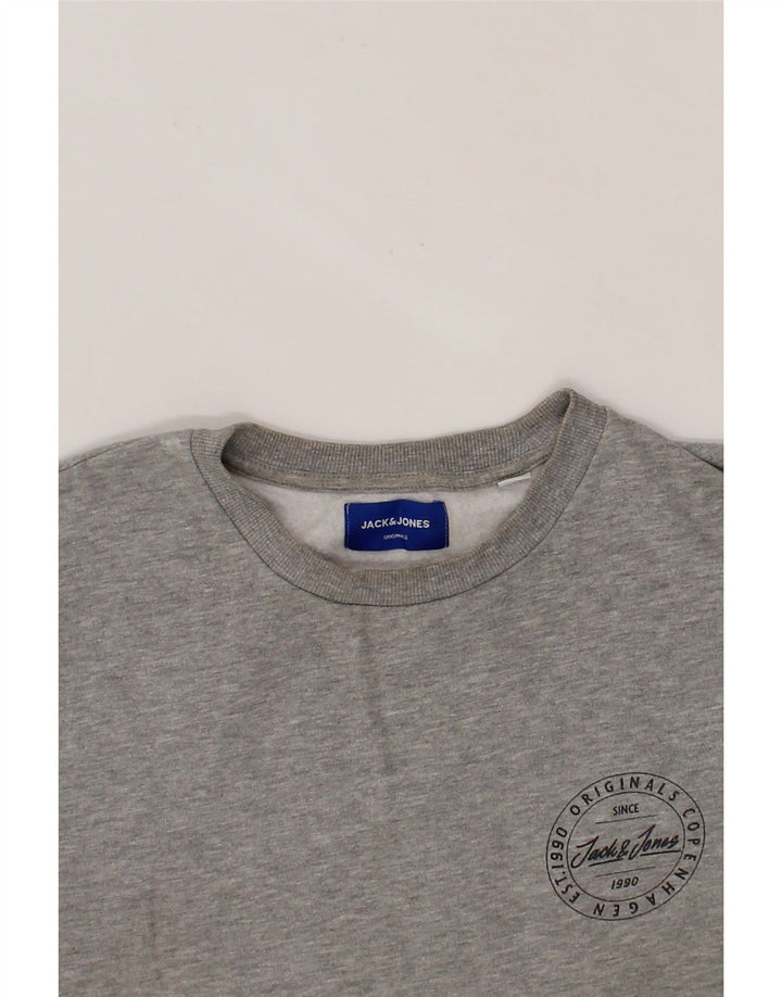 JACK & JONES Mens Sweatshirt Jumper Large Grey Cotton Vintage Jack & Jones and Second-Hand Jack & Jones from Messina Hembry 