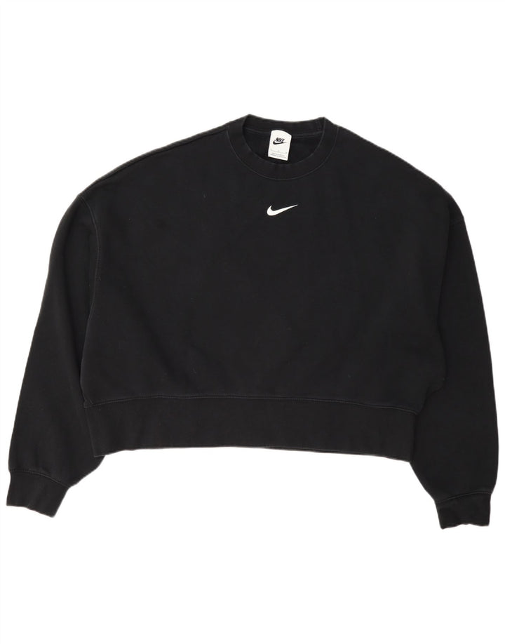 Nike Womens Crop Oversized Moletom Jumper UK 10 Pequeno Algodão Preto