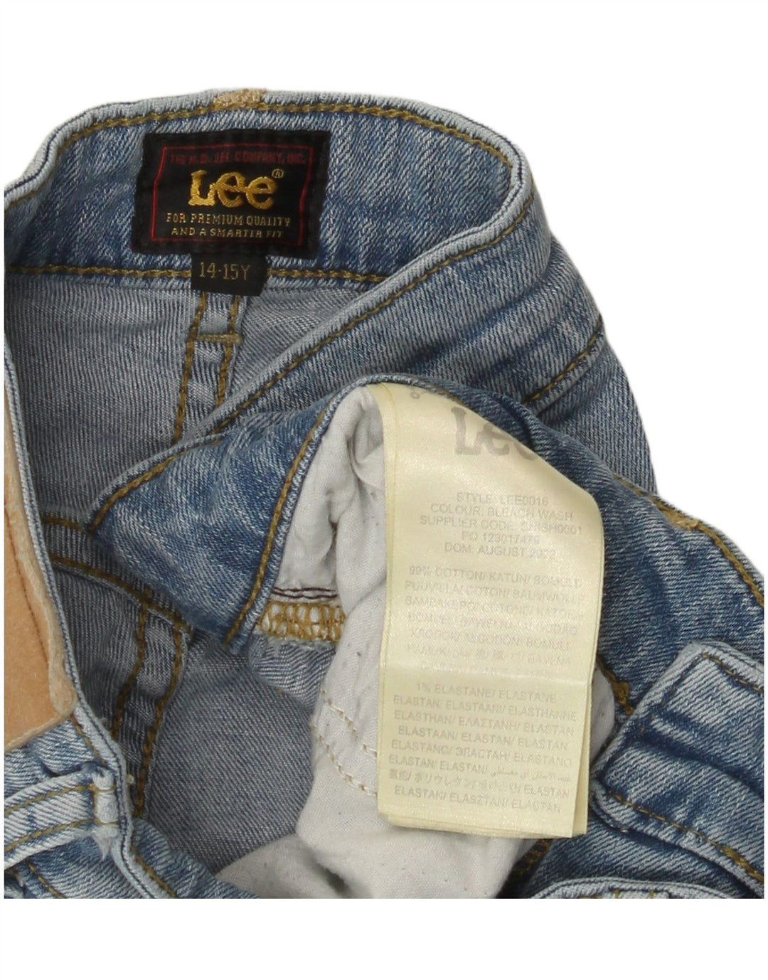 LEE Girls Jeans de cintura alta cônicos 14-15 anos W28 L24 algodão azul