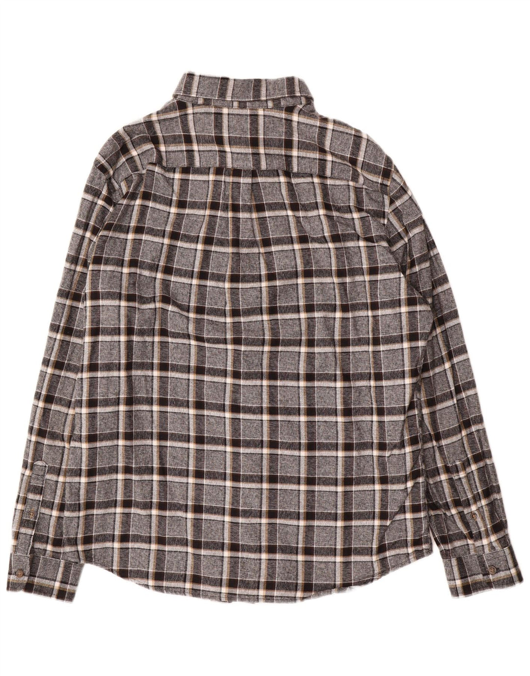 Camisa masculina de flanela Marks & Spencer grande algodão xadrez cinza