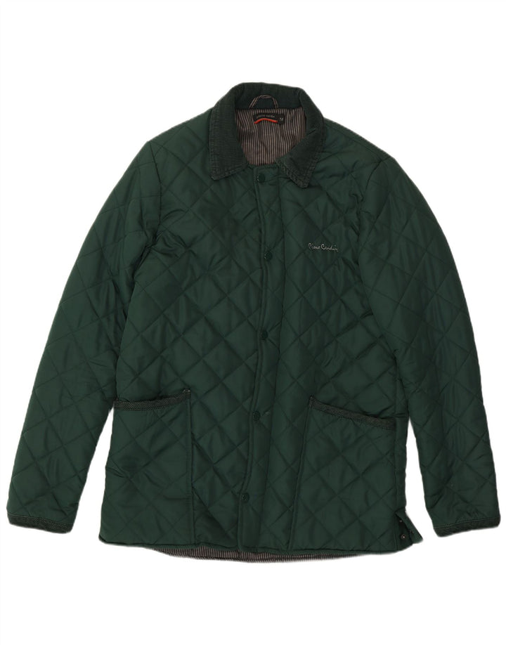 Jaqueta acolchoada masculina Pierre Cardin UK 38 poliéster verde médio