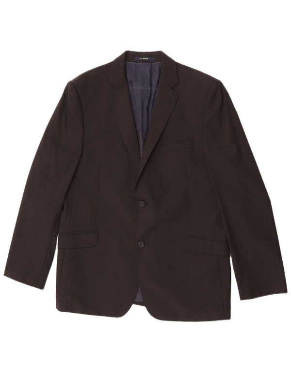 Jaqueta blazer masculina de 2 botões Ted Baker Reino Unido 44 2XL lã preta
