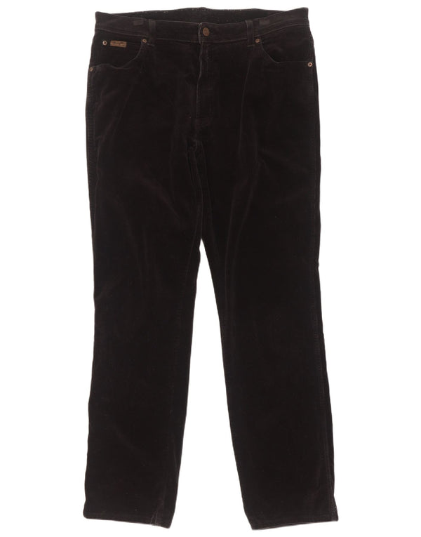 Calça Wrangler masculina Texas Stretch Straight Corduroy W38 L34 algodão preto