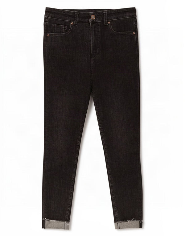 Calça jeans feminina Marks & Spencer The Ivy Crop skinny UK 10 pequena W28 L24 preta