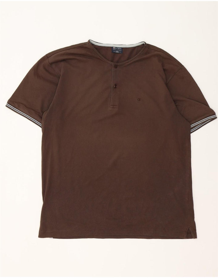 Camiseta masculina Champion 2XL listrada marrom