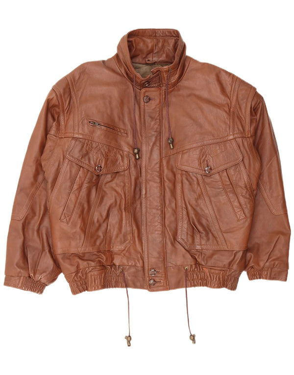 Jaqueta de couro masculina vintage UK 40 grande marrom