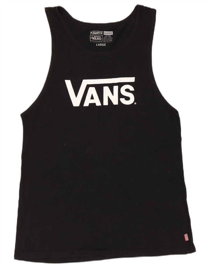 VANS Mens Graphic Vest Top Grande Algodão Preto Clássico