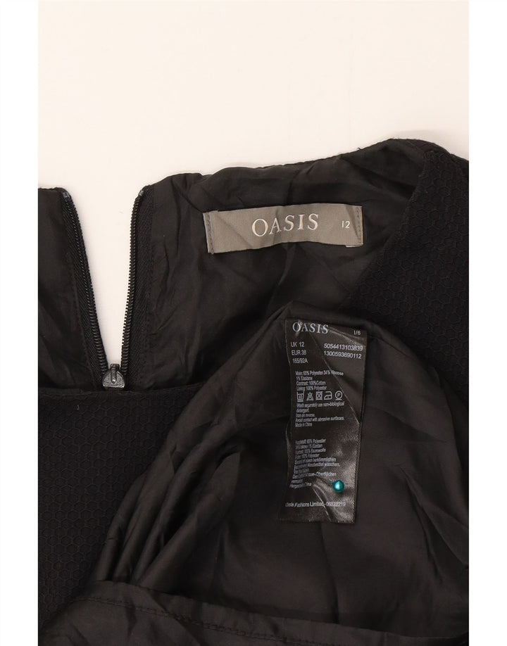 Vestido feminino Oasis sem mangas com bainha UK 12 poliéster preto médio