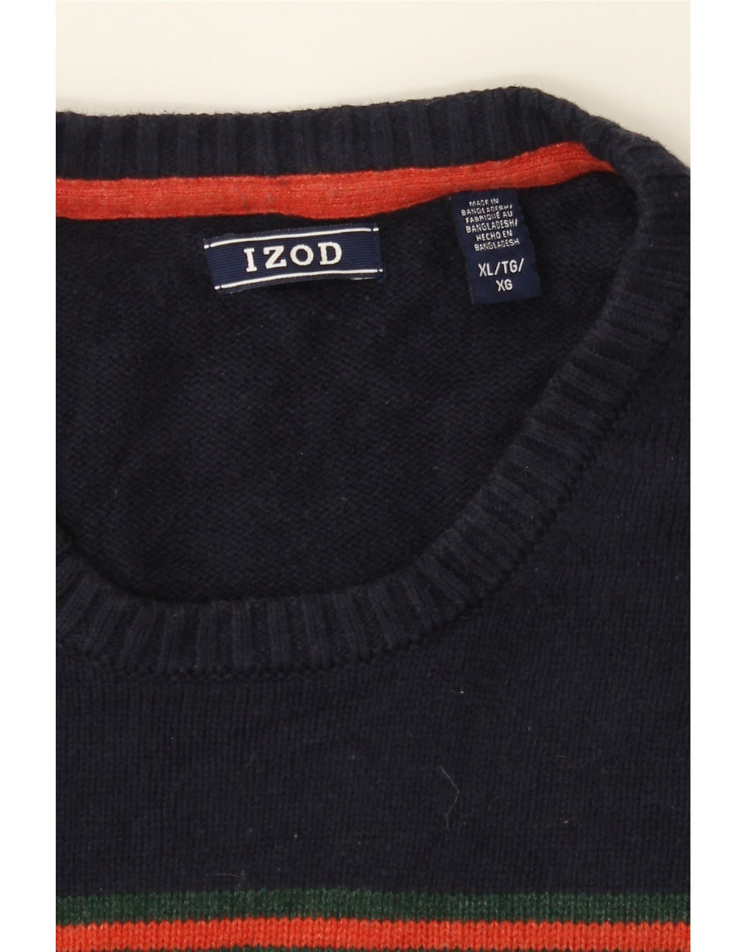 IZOD Mens Crew Neck Jumper Sweater XL Green Striped Cotton Vintage Izod and Second-Hand Izod from Messina Hembry 