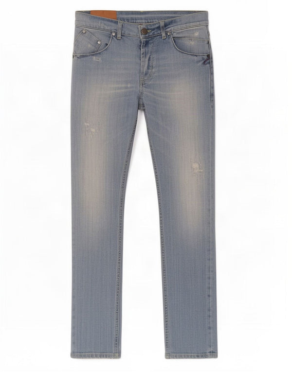 Dondup Jeans feminino slim desgastado W30 L33 algodão azul