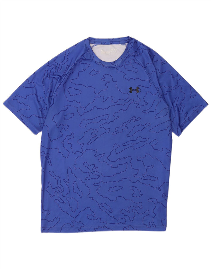 Camiseta masculina Under Armour Loose Fit Top poliéster geométrico azul médio