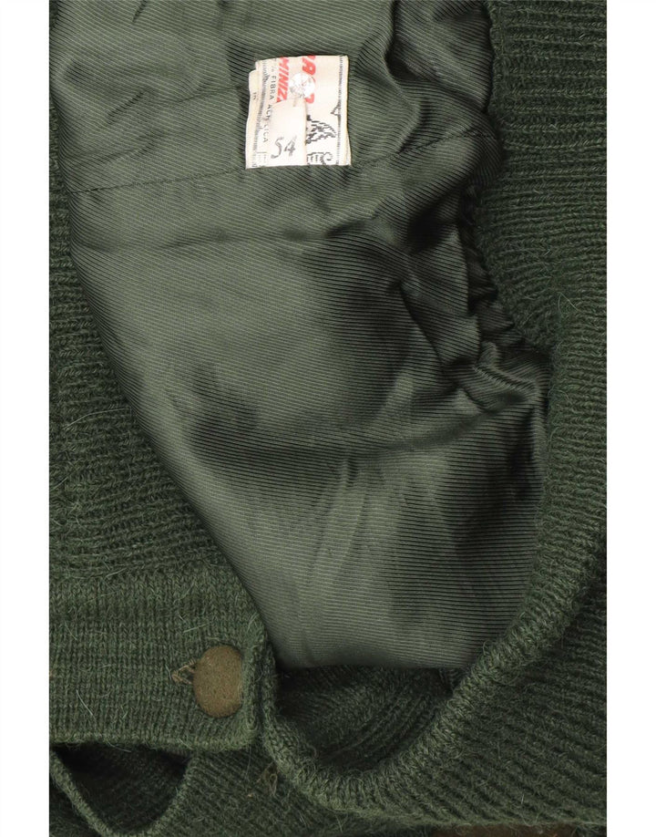 Folk Mens Knit Bomber Jacket IT 54 2XL Green Colourblock
