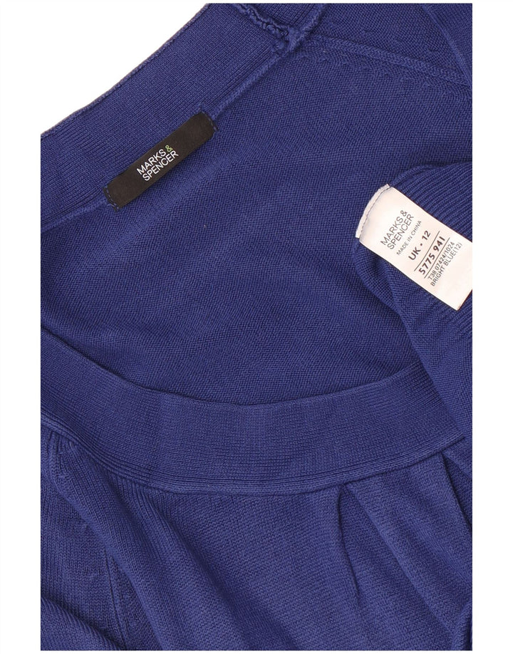 Suéter feminino Marks & Spencer com gola canoa Reino Unido 12 acrílico azul médio