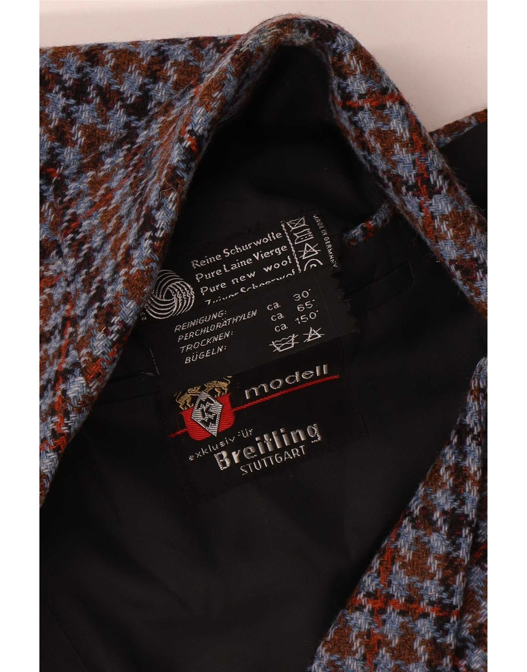 Jaqueta blazer masculina Breilling com 3 botões Reino Unido 40 grande houndstooth multicolorido