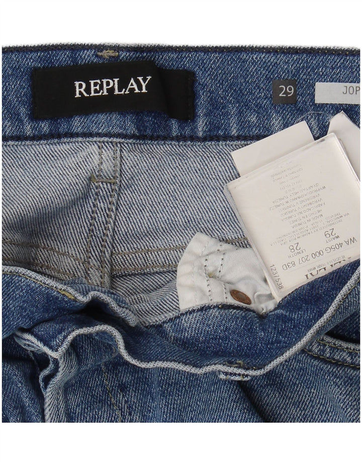 Jeans retos femininos REPLAY W29 L28 algodão azul