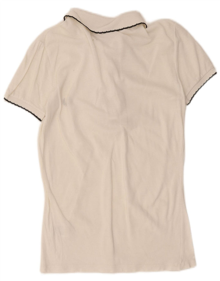 Camisa polo feminina Fred Perry UK 10 pequena algodão branco