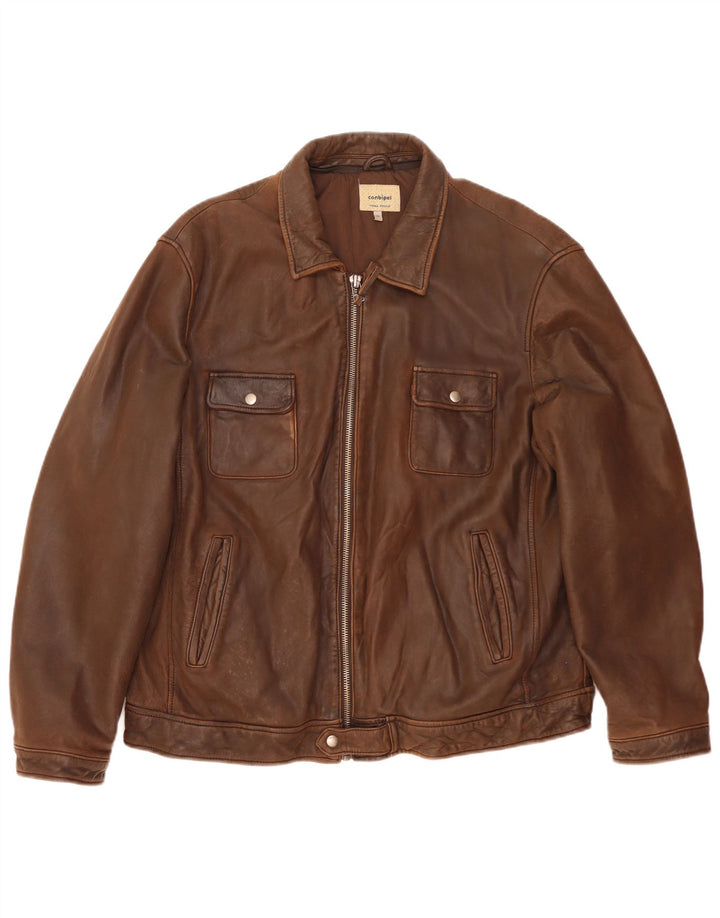 Jaqueta de couro masculina Conbipel IT 58 2XL couro marrom