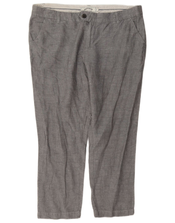 Calça Chino Feminina Fat Face Crop Slim Reino Unido 14 Grande W36 L26 Linho Cinza