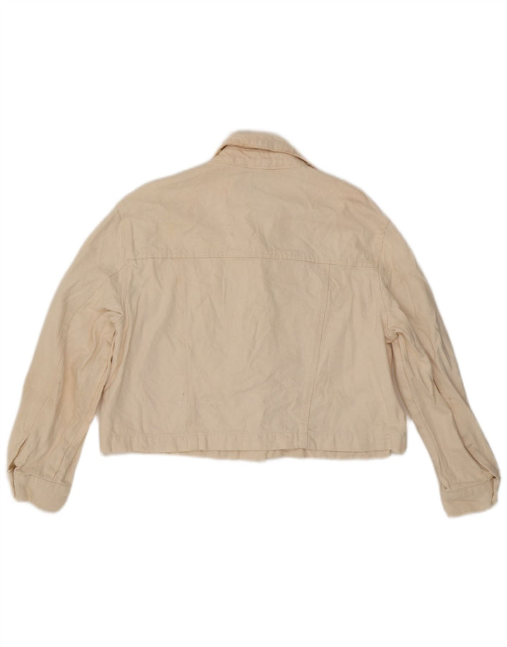 Zara Womens Crop Oversized Denim Jacket Reino Unido 10 Pequeno Branco