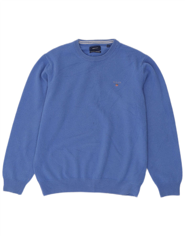 Suéter masculino GANT com gola redonda, grande lã azul