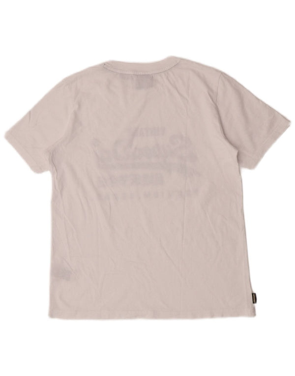 Camiseta feminina Superdry com estampa gráfica UK 10 pequeno algodão branco