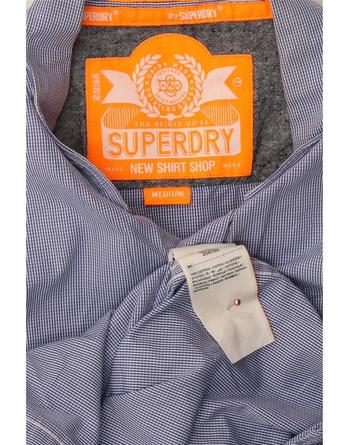 Camisa masculina SUPERDRY algodão guingão azul médio