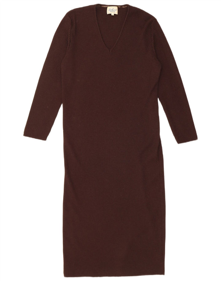 Vestido suéter feminino Luisa Spagnoli Reino Unido 12 lã virgem marrom médio