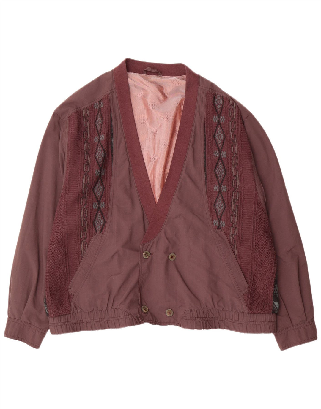 Jaqueta bomber masculina vintage com peito duplo IT 54 2XL roxo geométrico