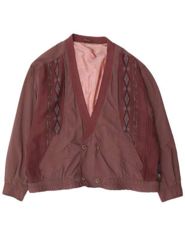 Jaqueta bomber masculina vintage com peito duplo IT 54 2XL roxo geométrico