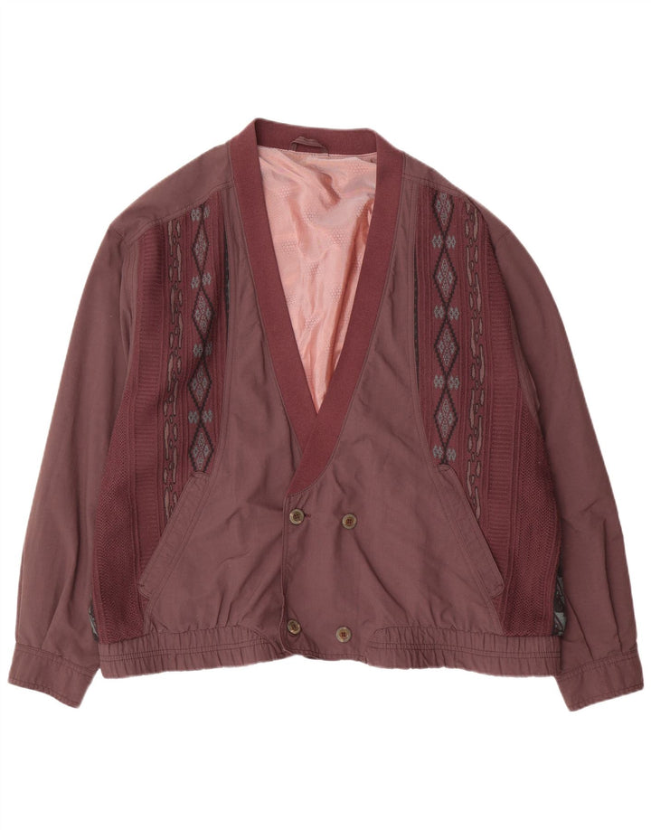 Jaqueta bomber masculina vintage com peito duplo IT 54 2XL roxo geométrico