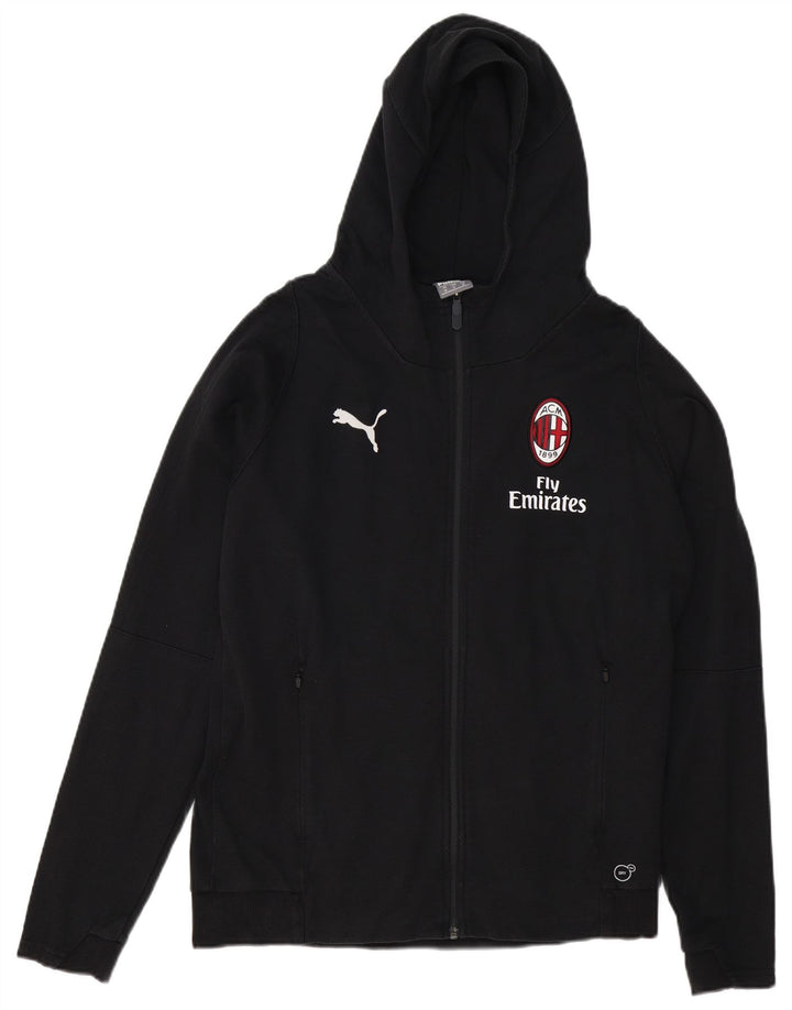 PUMA Masculino AC Milan Graphic Zip Suéter com capuz médio algodão preto