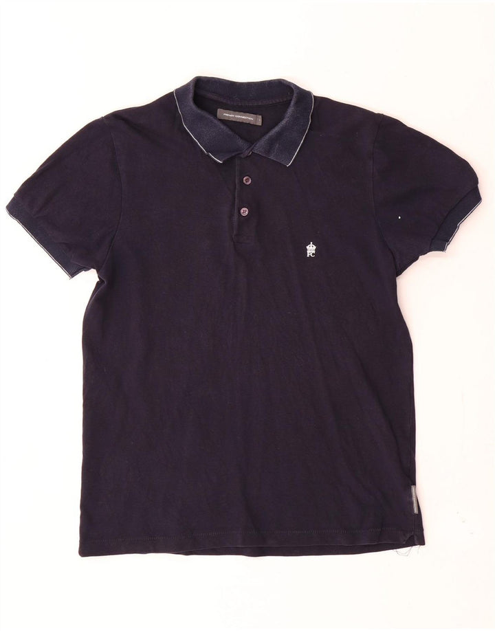 Camisa polo masculina FRENCH CONNECTION pequena azul marinho algodão
