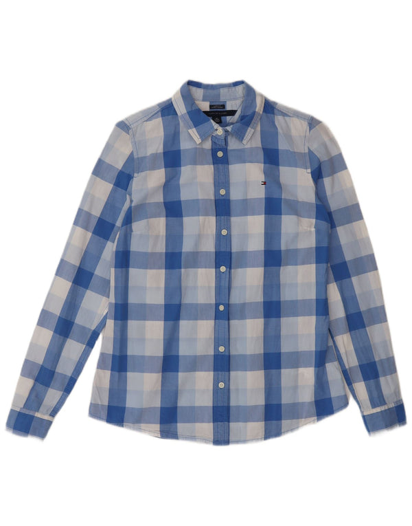 Camisa Tommy Hilfiger Feminina Classic Fit UK 6 XS Azul Check Algodão Clássico