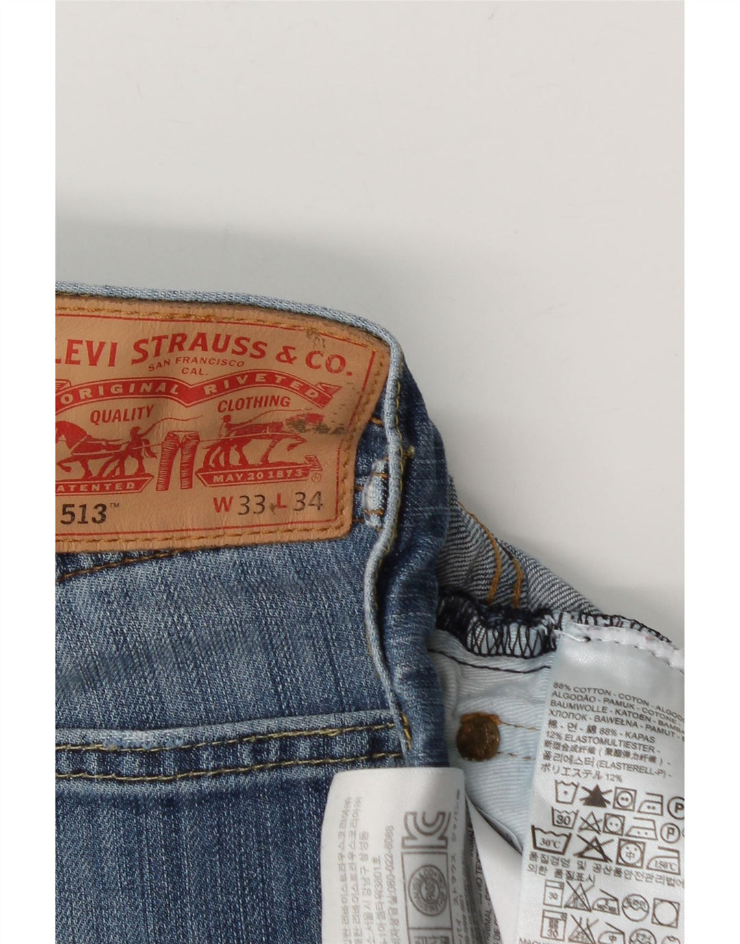 Levi's Masculino 513 Slim Straight Jeans W33 L30 Azul Algodão