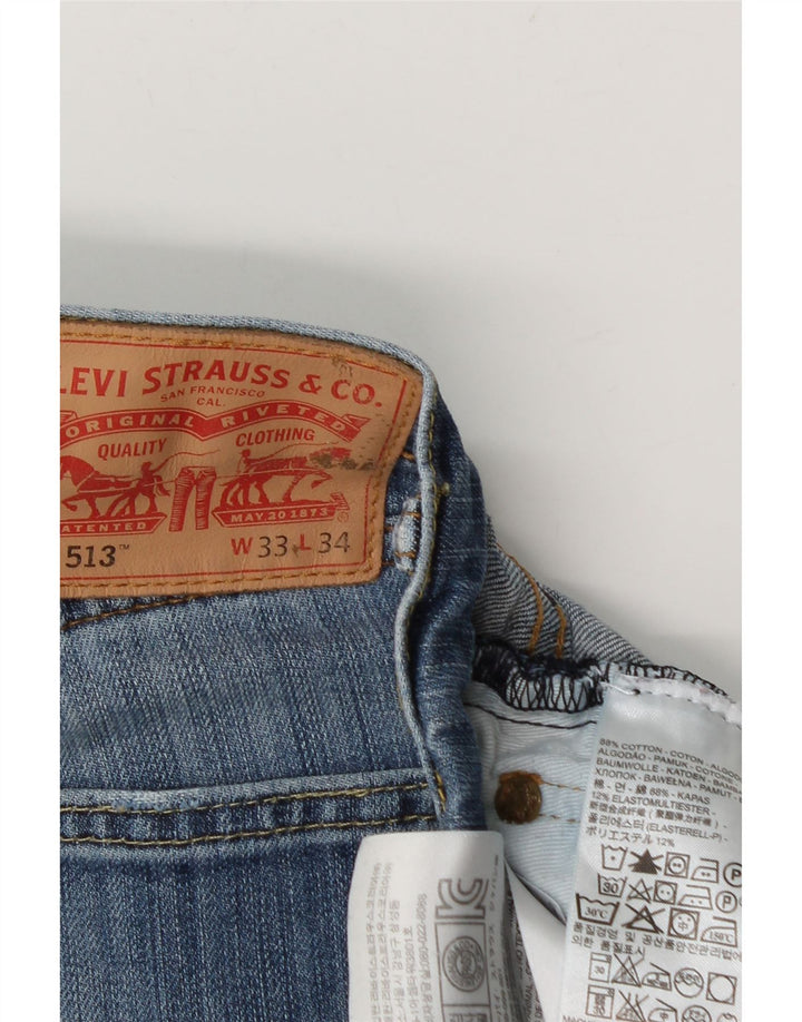 Levi's Masculino 513 Slim Straight Jeans W33 L30 Azul Algodão