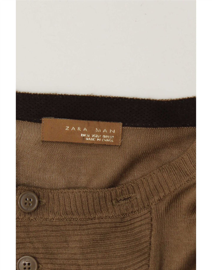 Zara Suéter masculino com gola canoa marrom médio