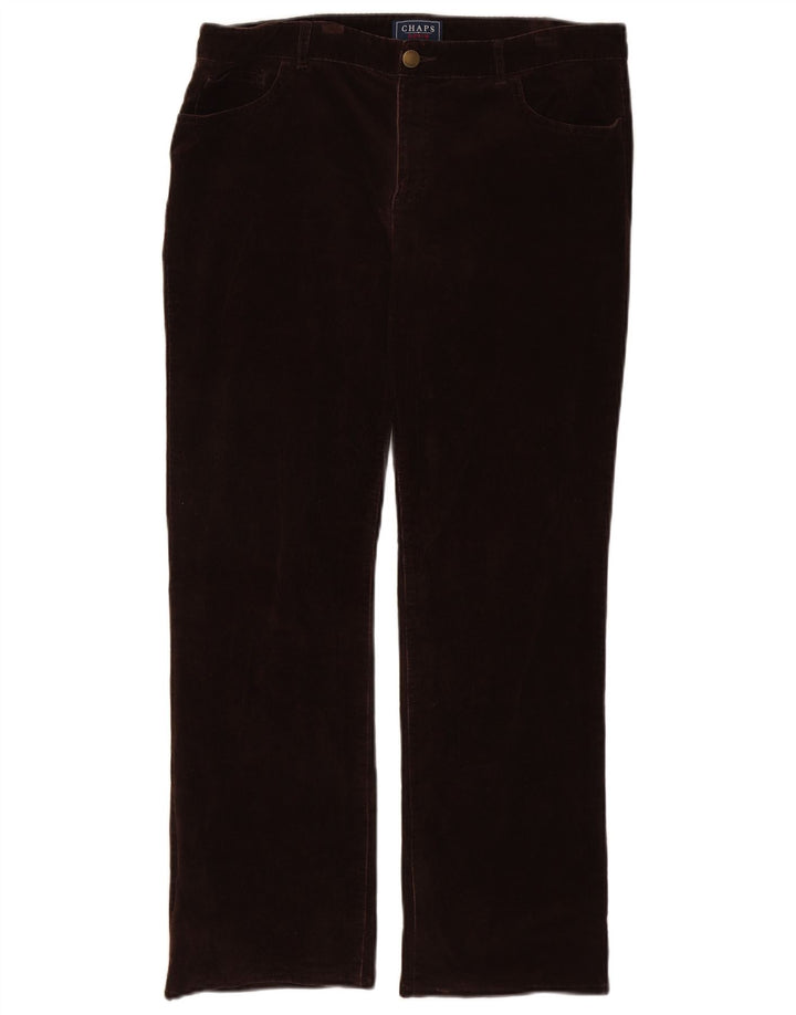 Calça feminina reta de veludo CHAPS US 14 XL W36 L28 algodão marrom